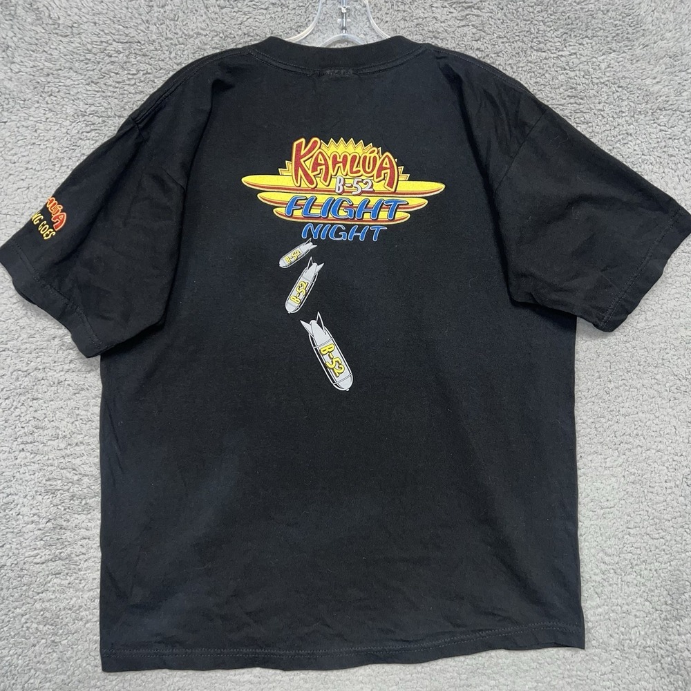 VTG Kahlua T Shirt Men Sz L Black B-52 Flight Night Alcohol Promo 2-Side 90s Tee